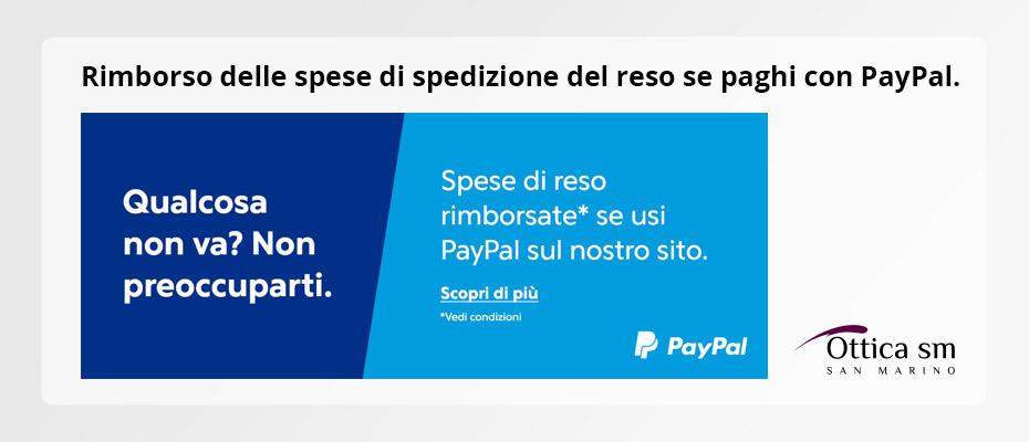 Rimborso delle spese di spedizione del reso se paghi con PayPal.