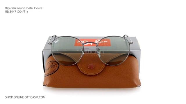 ray ban round metal leather